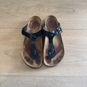 Birken Gizeh Black Thong Sandal Size 37 / US 6